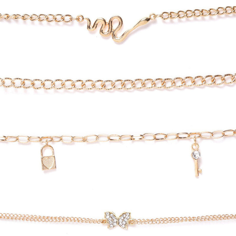Gold Plated Gold Toned Layered Anklet Cum Bracelet - MySmartBazaar