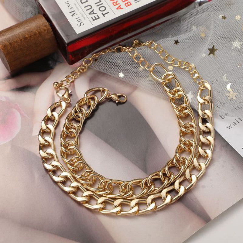 Gold Plated Gold Toned Layered Anklet Cum Bracelet - MySmartBazaar
