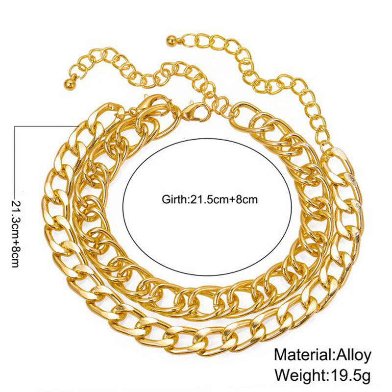 Gold Plated Gold Toned Layered Anklet Cum Bracelet - MySmartBazaar