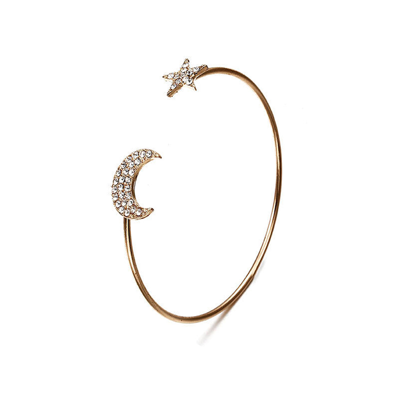 Scintillating American Diamond Star & Moon Design Gold Plated Bracelet - Pack Of 4 - MySmartBazaar