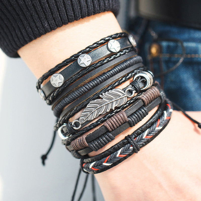 Multi Strand Bracelet for Men (Black) - MySmartBazaar
