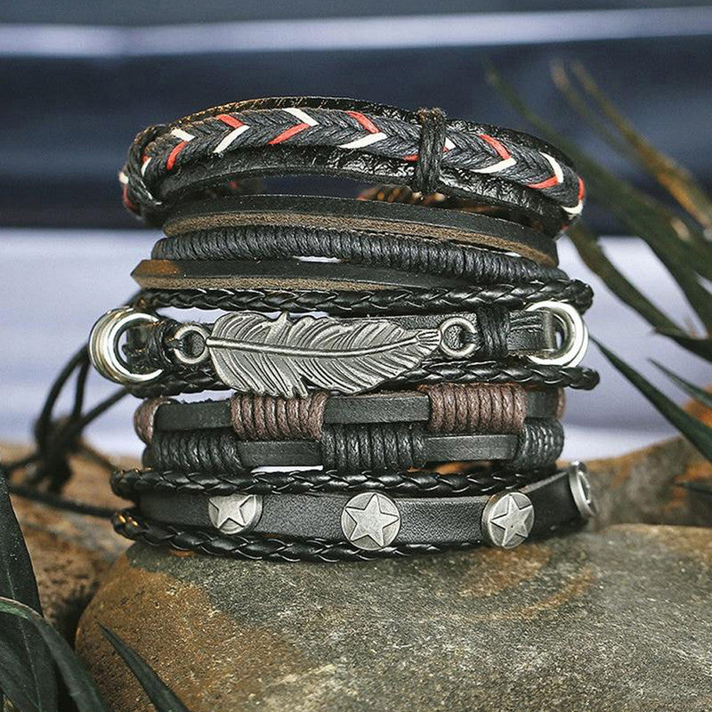 Multi Strand Bracelet for Men (Black) - MySmartBazaar