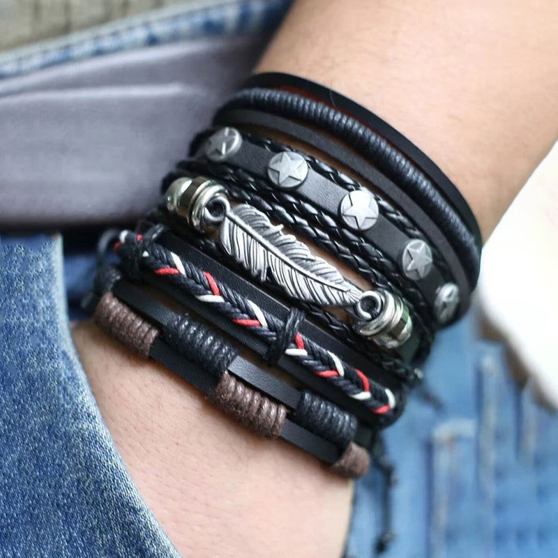 Multi Strand Bracelet for Men (Black) - MySmartBazaar