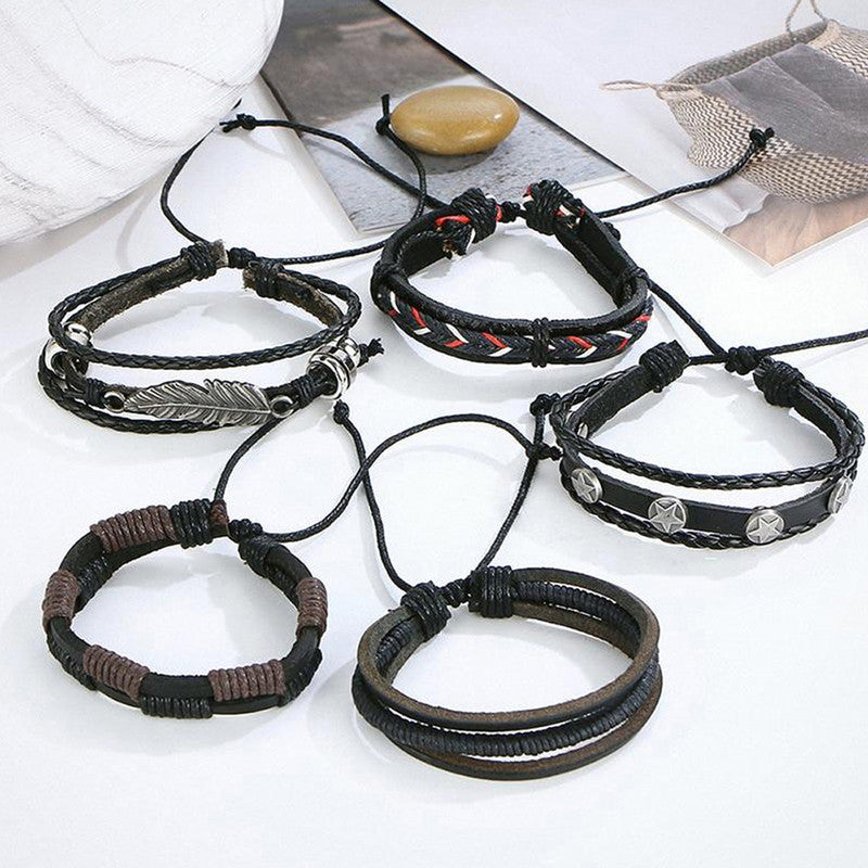 Multi Strand Bracelet for Men (Black) - MySmartBazaar