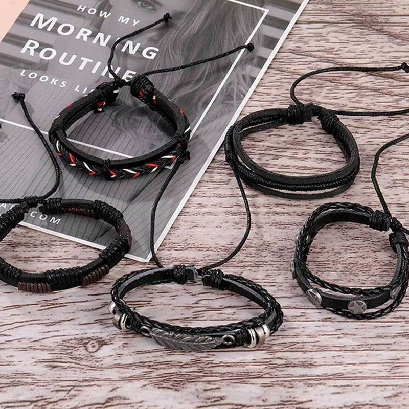 Multi Strand Bracelet for Men (Black) - MySmartBazaar