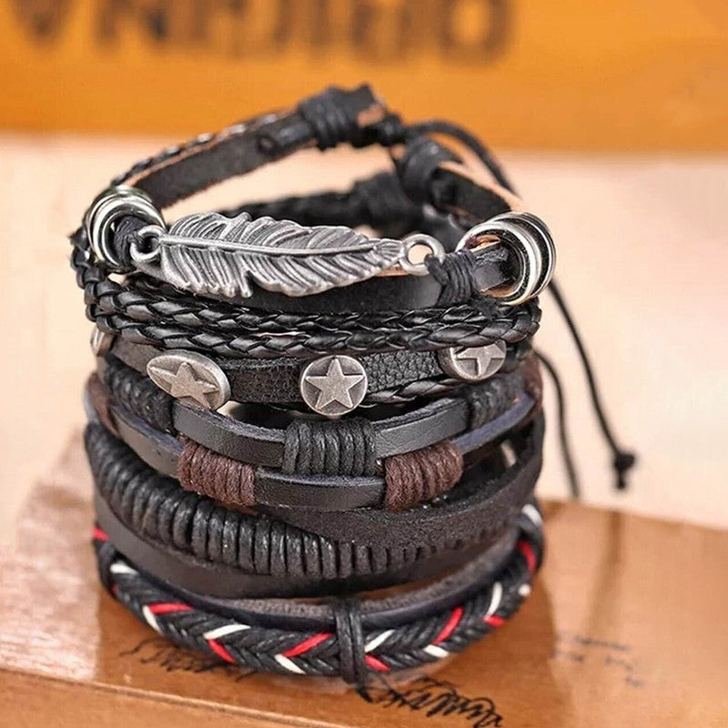 Multi Strand Bracelet for Men (Black) - MySmartBazaar
