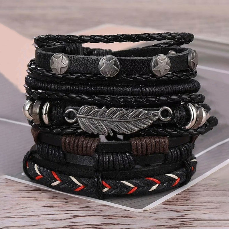 Multi Strand Bracelet for Men (Black) - MySmartBazaar