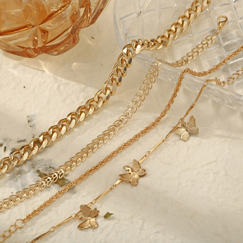 Mesmerizing Butterfly Multi Strand Gold Plated Bracelet For Women and Girls - MySmartBazaar