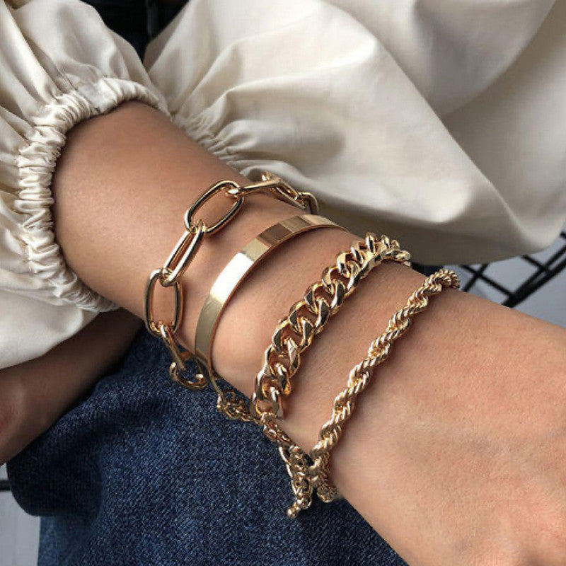 Stunning Gold Plated Multi Strand Bracelet Jewellery For Women - MySmartBazaar