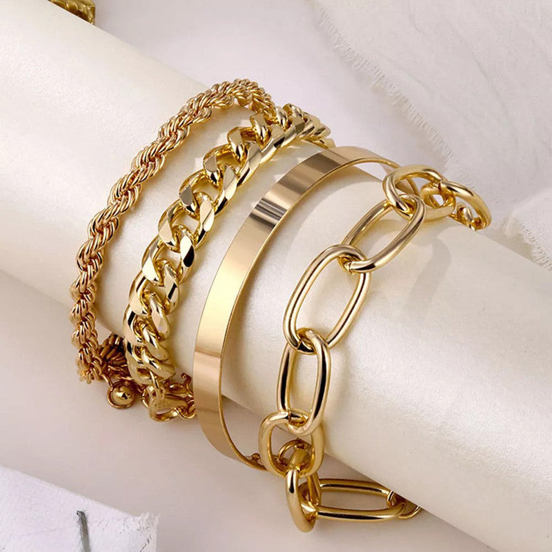 Stunning Gold Plated Multi Strand Bracelet Jewellery For Women - MySmartBazaar