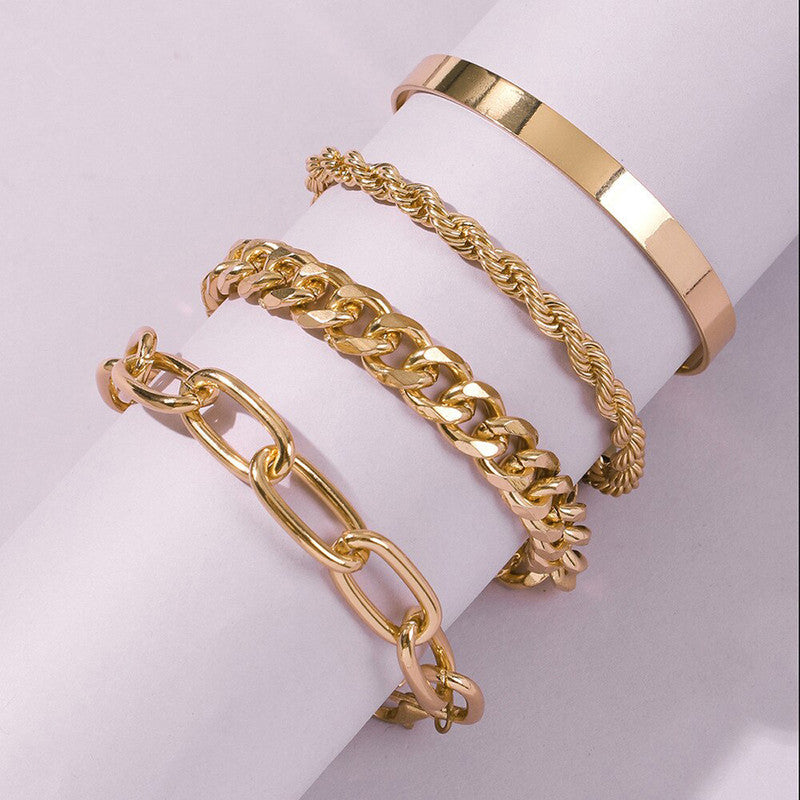 Stunning Gold Plated Multi Strand Bracelet Jewellery For Women - MySmartBazaar