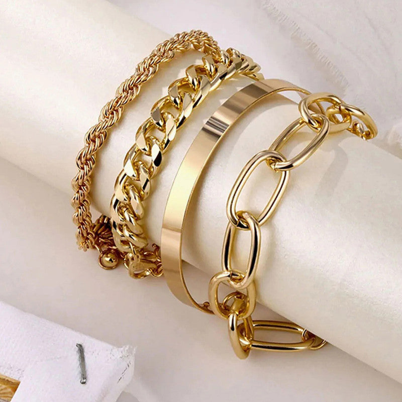 Stunning Gold Plated Multi Strand Bracelet Jewellery For Women - MySmartBazaar