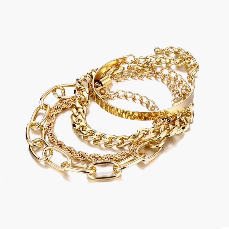 Stunning Gold Plated Multi Strand Bracelet Jewellery For Women - MySmartBazaar