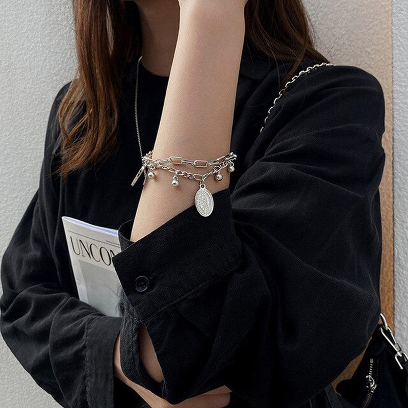 Sparkling Coinez Silver Plated Multistrand Bracelet - MySmartBazaar