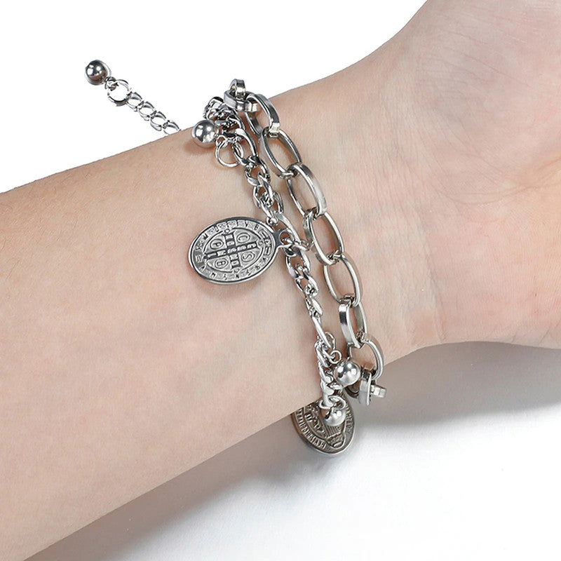 Sparkling Coinez Silver Plated Multistrand Bracelet - MySmartBazaar