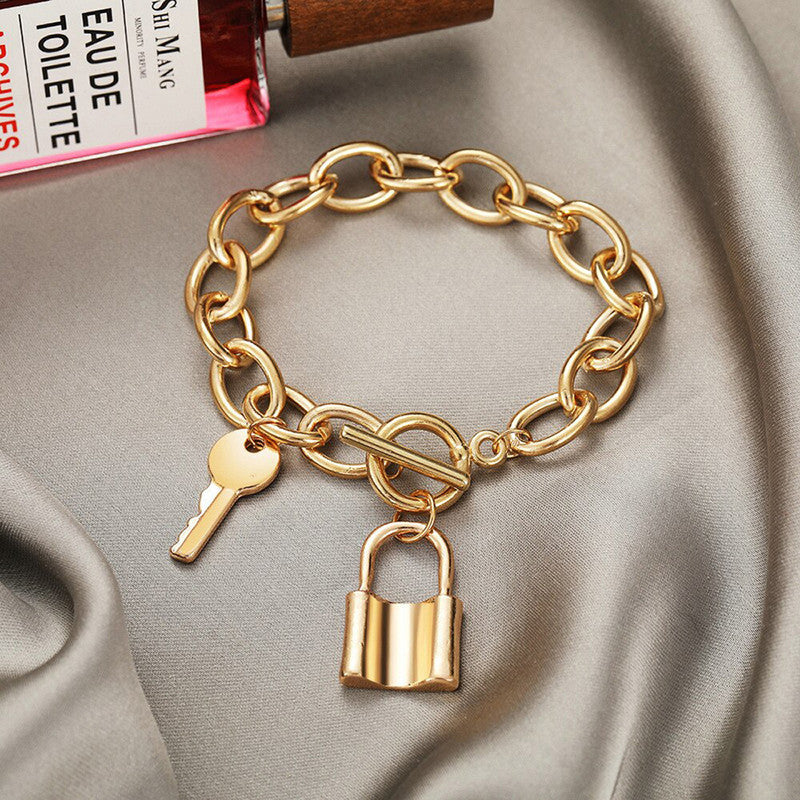 Gold-Toned Gold Plated With A Lock and Key - MySmartBazaar