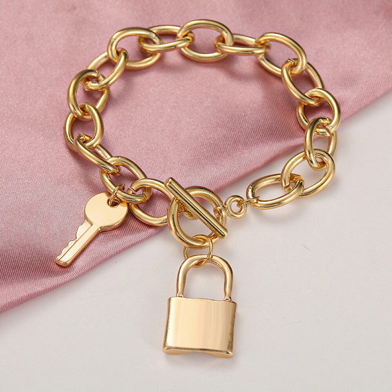 Gold-Toned Gold Plated With A Lock and Key - MySmartBazaar
