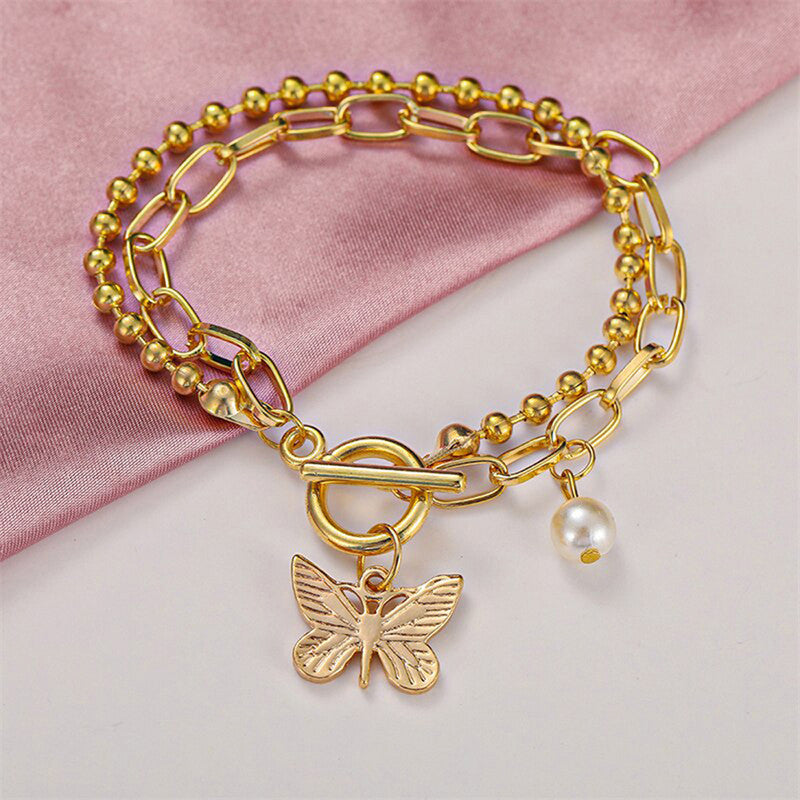 Gold-Toned Gold Plated Butterfly Inspired Bracelet - MySmartBazaar