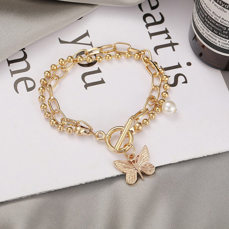 Gold-Toned Gold Plated Butterfly Inspired Bracelet - MySmartBazaar