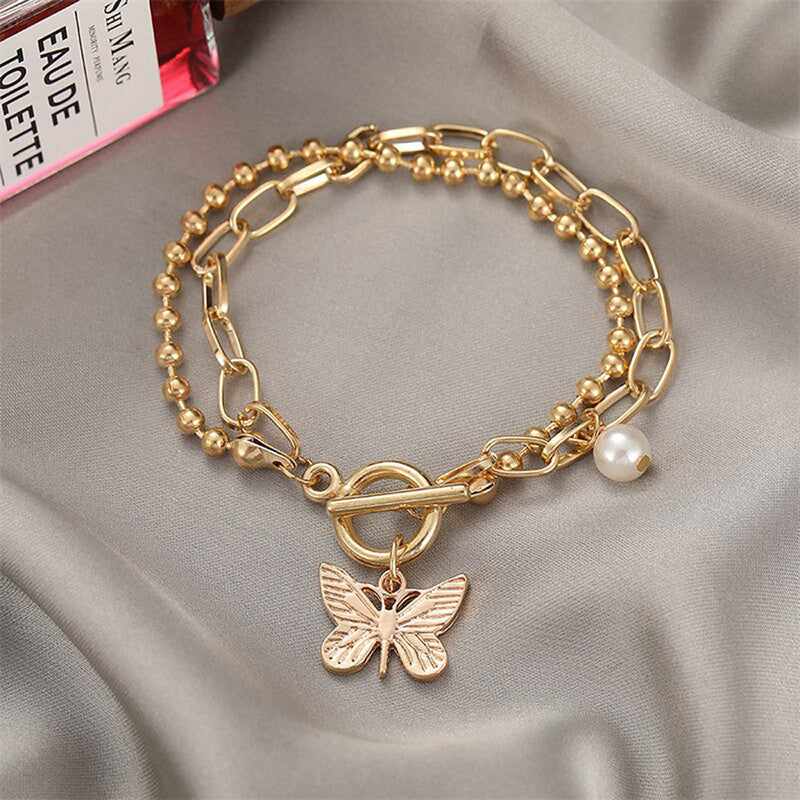 Gold-Toned Gold Plated Butterfly Inspired Bracelet - MySmartBazaar