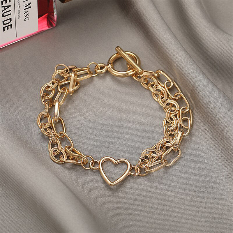 Gold-Toned Gold Plated Heart Inspired Bracelet - MySmartBazaar