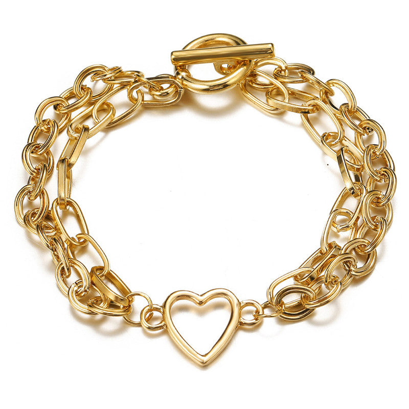 Gold-Toned Gold Plated Heart Inspired Bracelet - MySmartBazaar