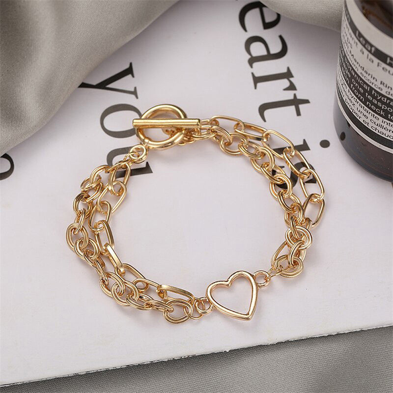 Gold-Toned Gold Plated Heart Inspired Bracelet - MySmartBazaar