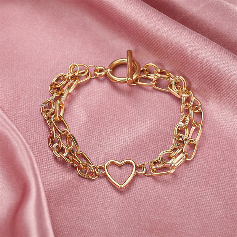Gold-Toned Gold Plated Heart Inspired Bracelet - MySmartBazaar