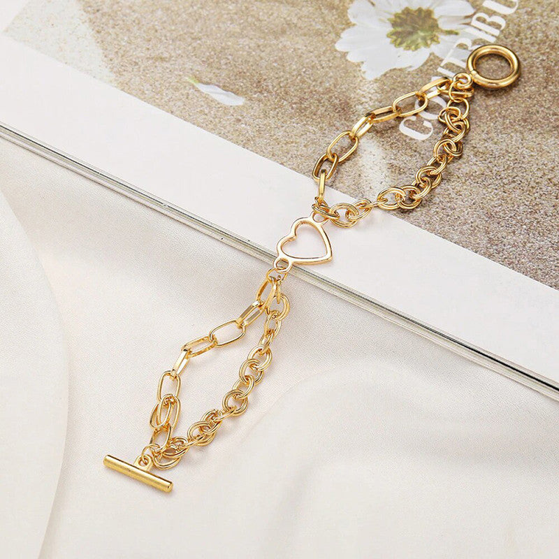 Gold-Toned Gold Plated Heart Inspired Bracelet - MySmartBazaar