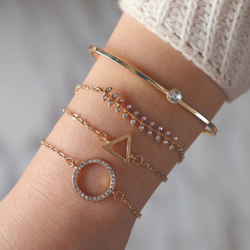 Gold Toned Gold Plated Contemporary Stackable Bracelet (Pack of 4) - MySmartBazaar