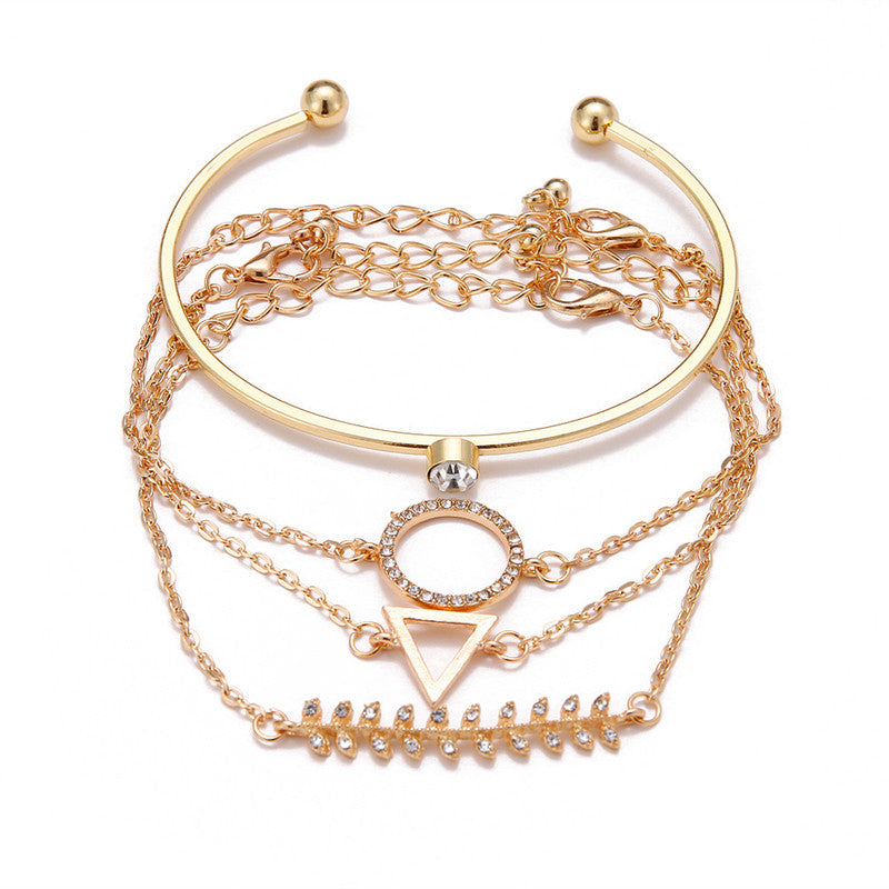 Gold Toned Gold Plated Contemporary Stackable Bracelet (Pack of 4) - MySmartBazaar