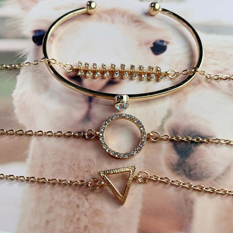 Gold Toned Gold Plated Contemporary Stackable Bracelet (Pack of 4) - MySmartBazaar