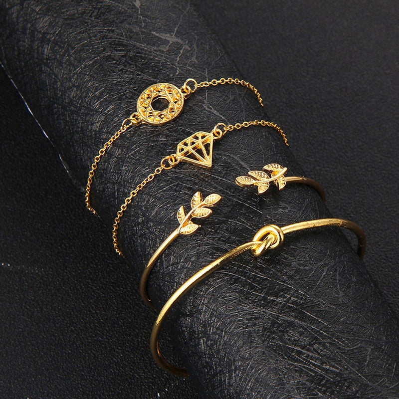 Gold-Toned Gold Plated Contemporary Stackable Bracelet (Pack of 4) - MySmartBazaar