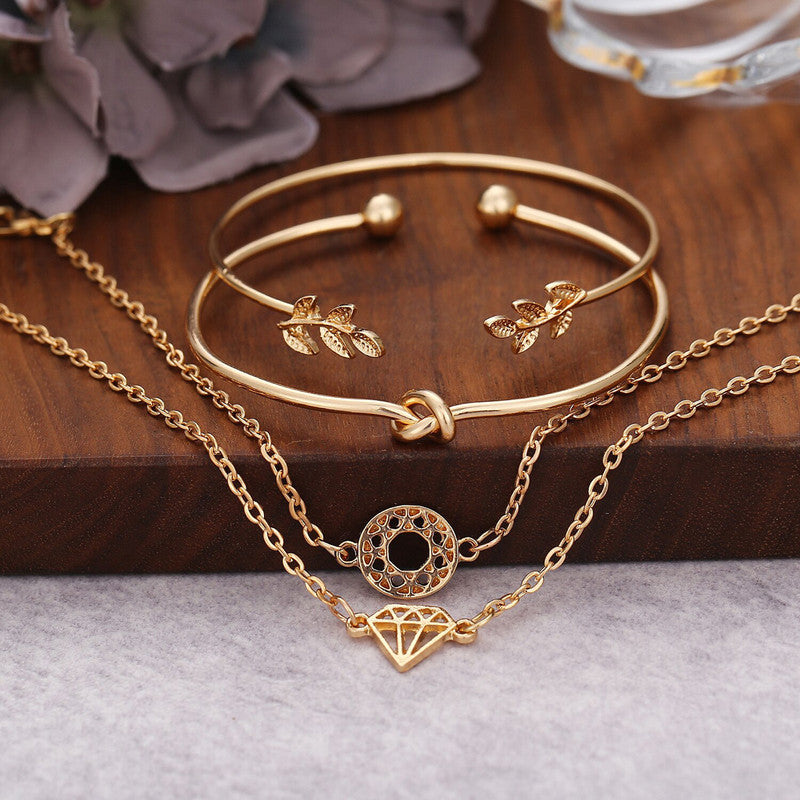 Gold-Toned Gold Plated Contemporary Stackable Bracelet (Pack of 4) - MySmartBazaar