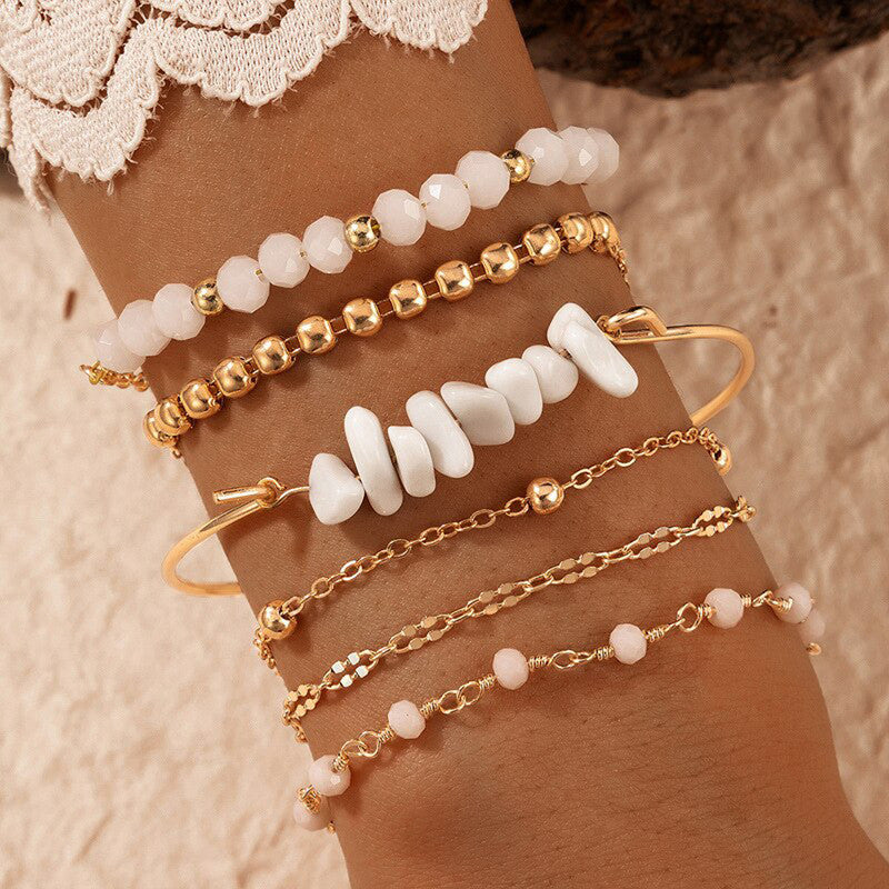 Gold Plated Contemporary Stackable Korean Bracelet (Pack of 6) - MySmartBazaar