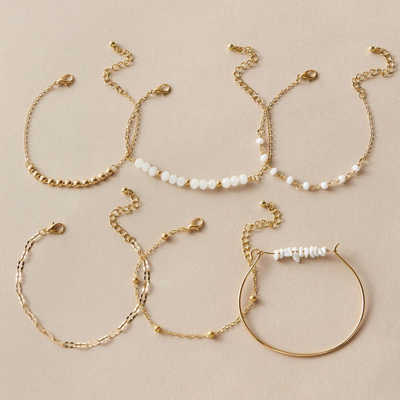 Gold Plated Contemporary Stackable Korean Bracelet (Pack of 6) - MySmartBazaar