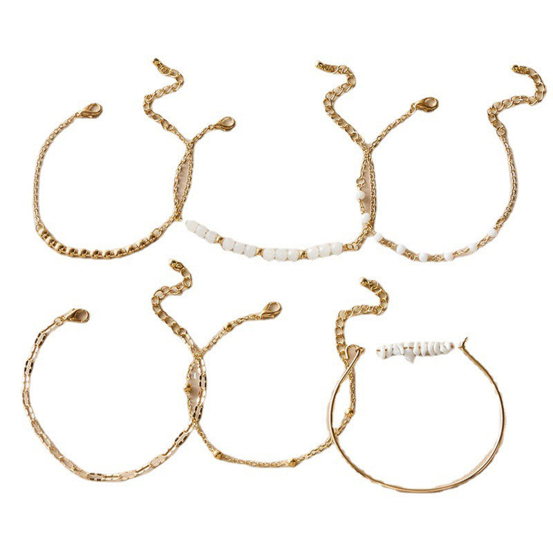 Gold Plated Contemporary Stackable Korean Bracelet (Pack of 6) - MySmartBazaar