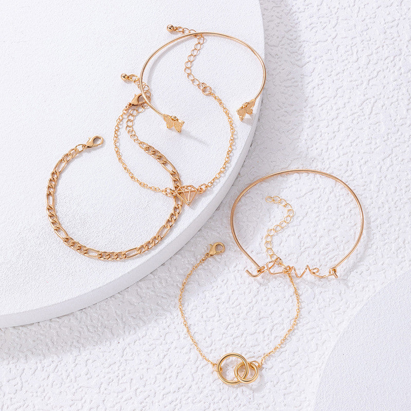 Gold Toned Gold Plated Contemporary Stackable Bracelet (Pack of 5) - MySmartBazaar