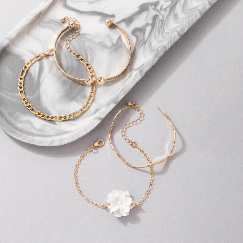Gold Plated Contemporary Stackable Bracelet (Pack of 4) - MySmartBazaar