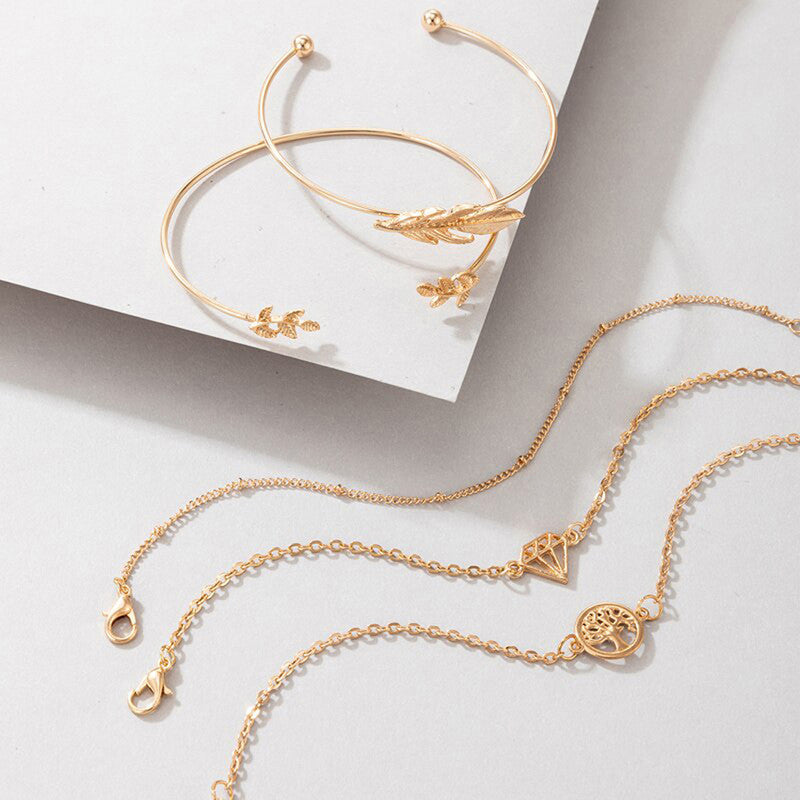 Gold Plated Gold-Toned Set of 5 Contemporary Stackable Bracelet Set - MySmartBazaar
