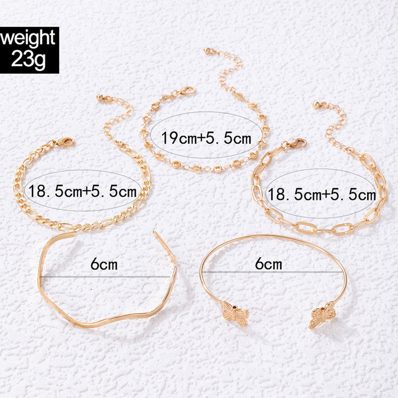 Gold-Plated Gold Toned Contemporary Stackable Bracelet (Pack of 5) - MySmartBazaar