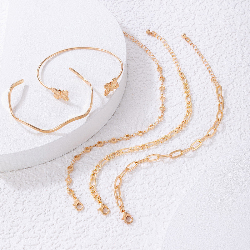 Gold-Plated Gold Toned Contemporary Stackable Bracelet (Pack of 5) - MySmartBazaar