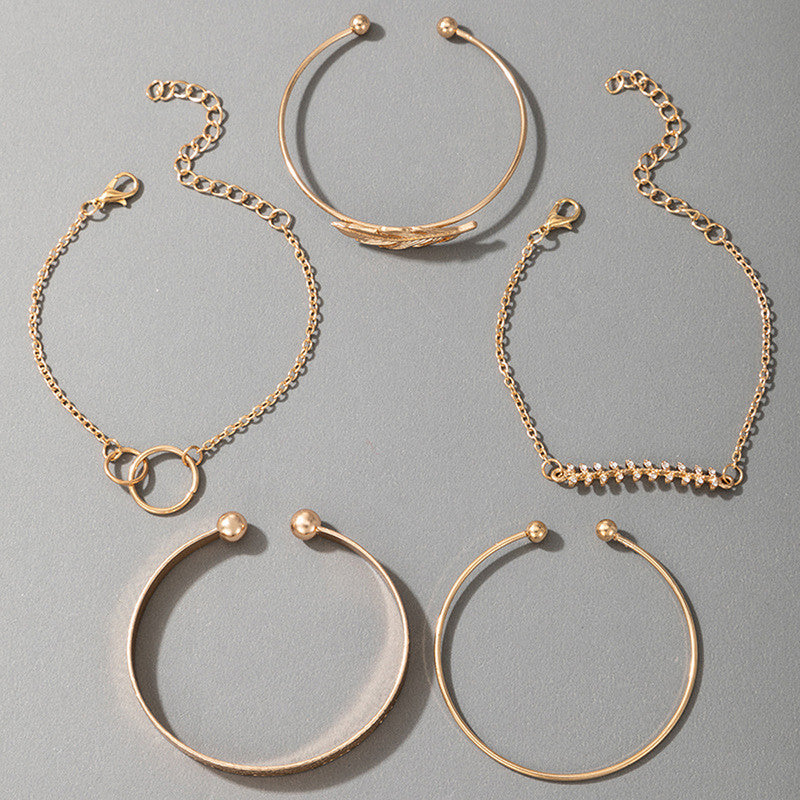 Gold Plated Toned Contemporary Stackable Bracelet (Pack of 5) - MySmartBazaar