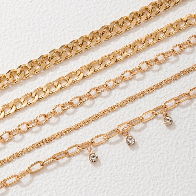 Gold Plated and Gold Toned Contemporary Stackable Bracelet (Pack of 5) - MySmartBazaar