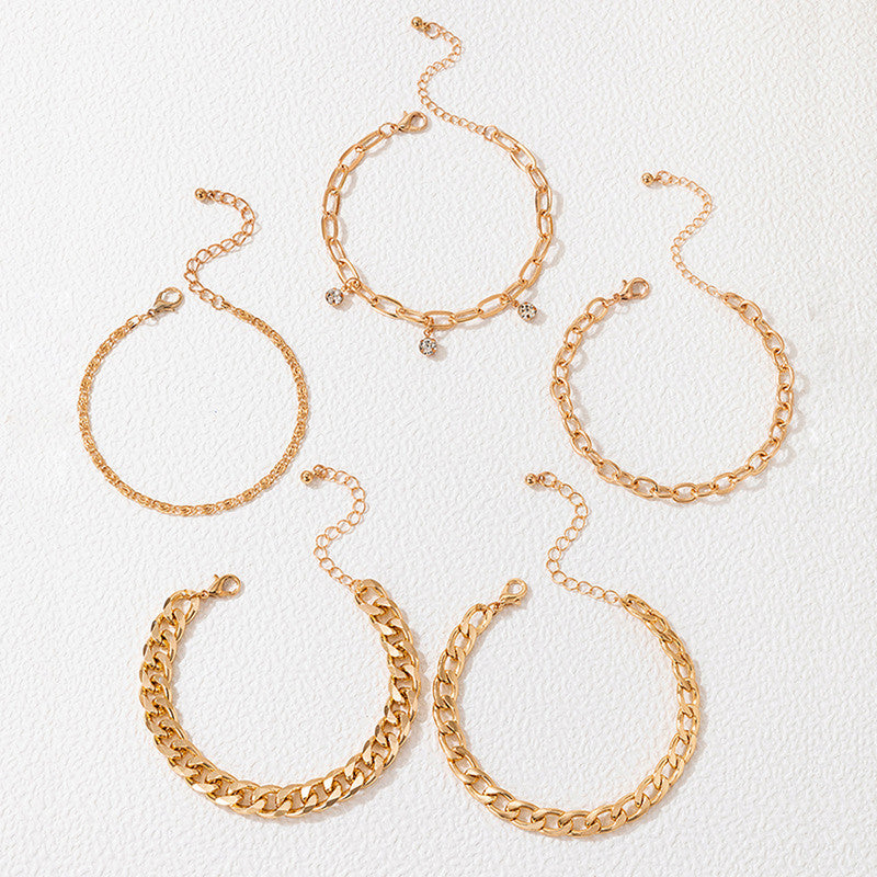 Gold Plated and Gold Toned Contemporary Stackable Bracelet (Pack of 5) - MySmartBazaar