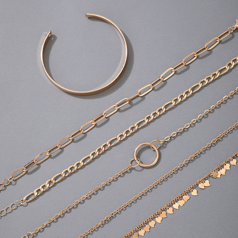 Gold Toned Gold Plated Contemporary Stackable Bracelet (Pack of 6) - MySmartBazaar