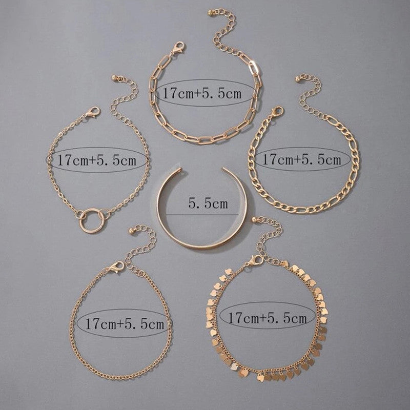 Gold Toned Gold Plated Contemporary Stackable Bracelet (Pack of 6) - MySmartBazaar