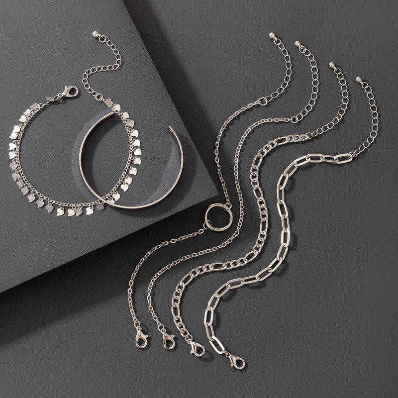 Silver Toned Silver Plated Contemporary Stackable Bracelet (Pack of 6) - MySmartBazaar