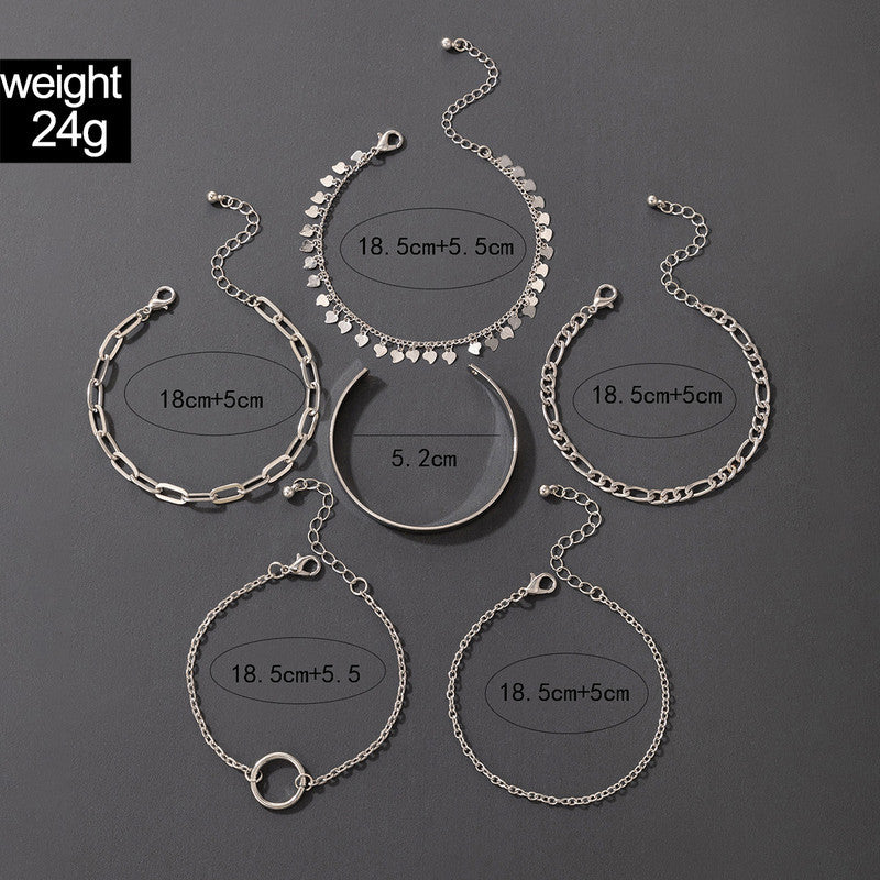 Silver Toned Silver Plated Contemporary Stackable Bracelet (Pack of 6) - MySmartBazaar