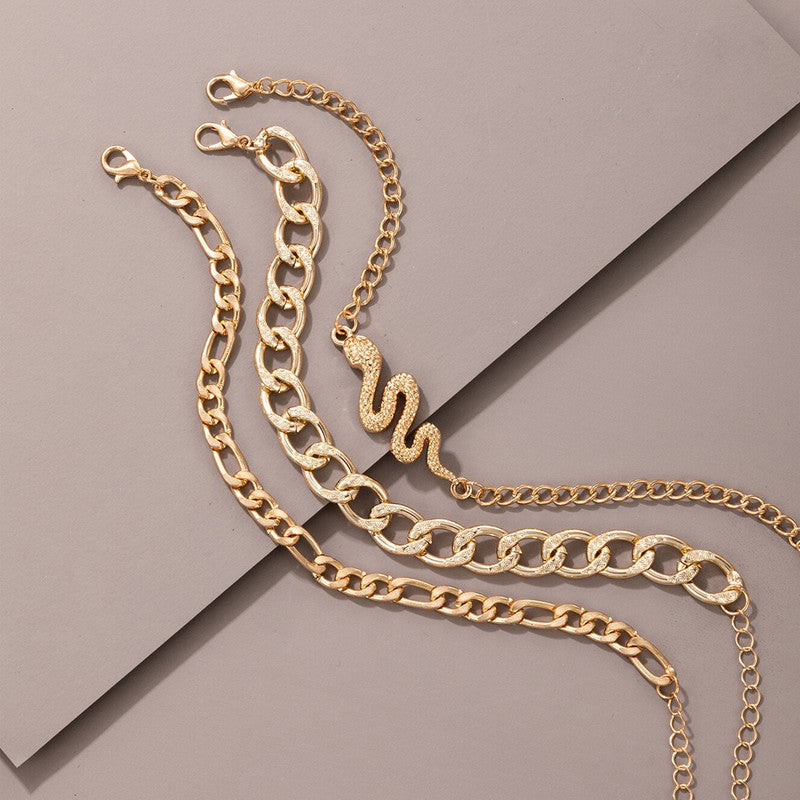 Gold-Toned Gold Plated Contemporary Stackable Bracelet (Pack of 3) - MySmartBazaar